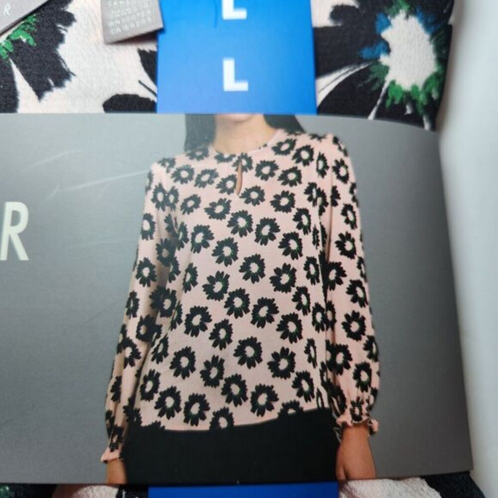 Ted Baker Long Sleeve Top‎ With Keyhole, Flower Print - Pink, Large